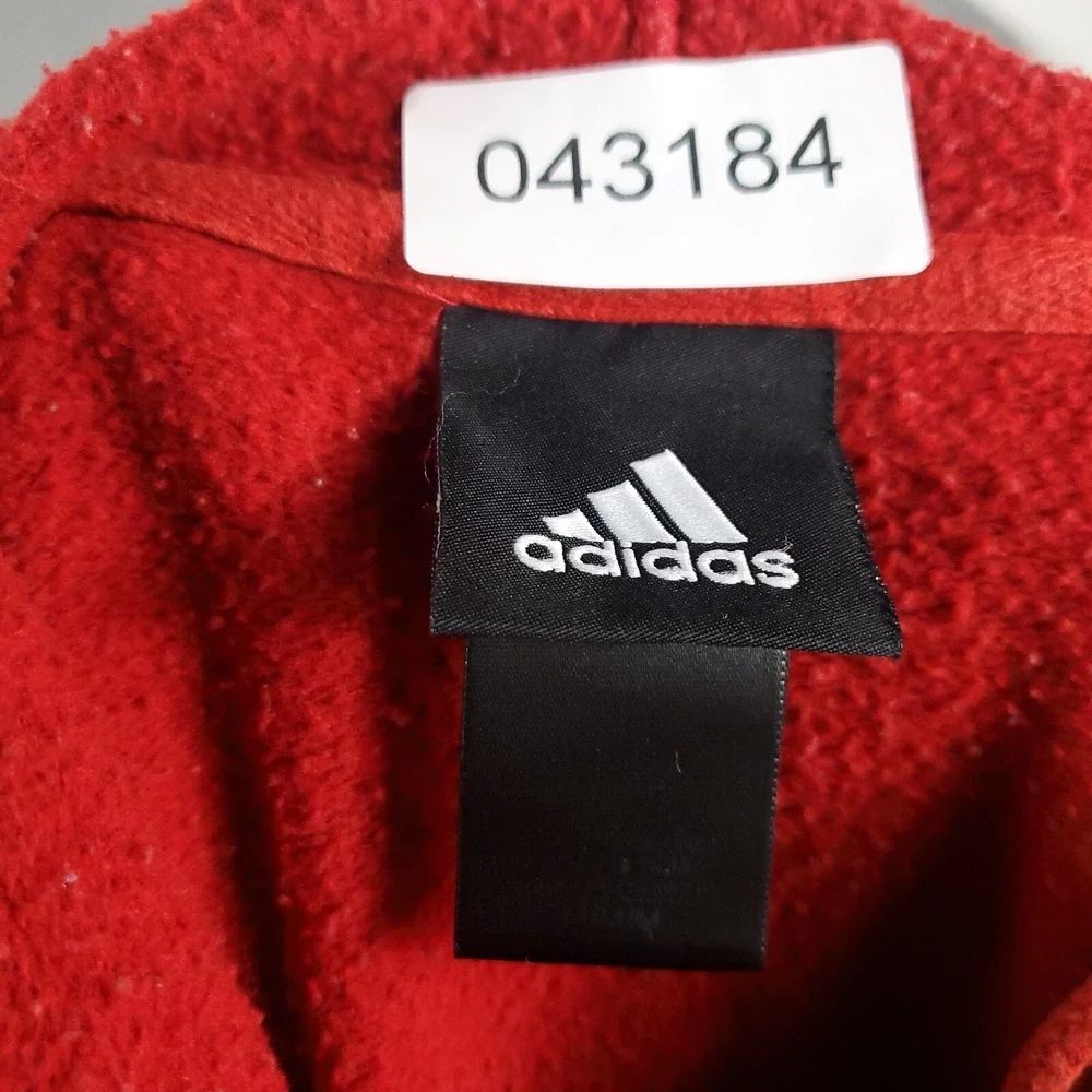 Adidas Sweater Mens Medium Red Casual Pullover Hoodie Sweatshirt *